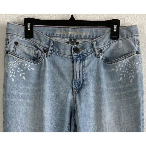 Eddie Bauer Jean Crop Women 8 Med Boyfriend Pocket Design Light Wash Ankle CUTE - Picture 2 of 7